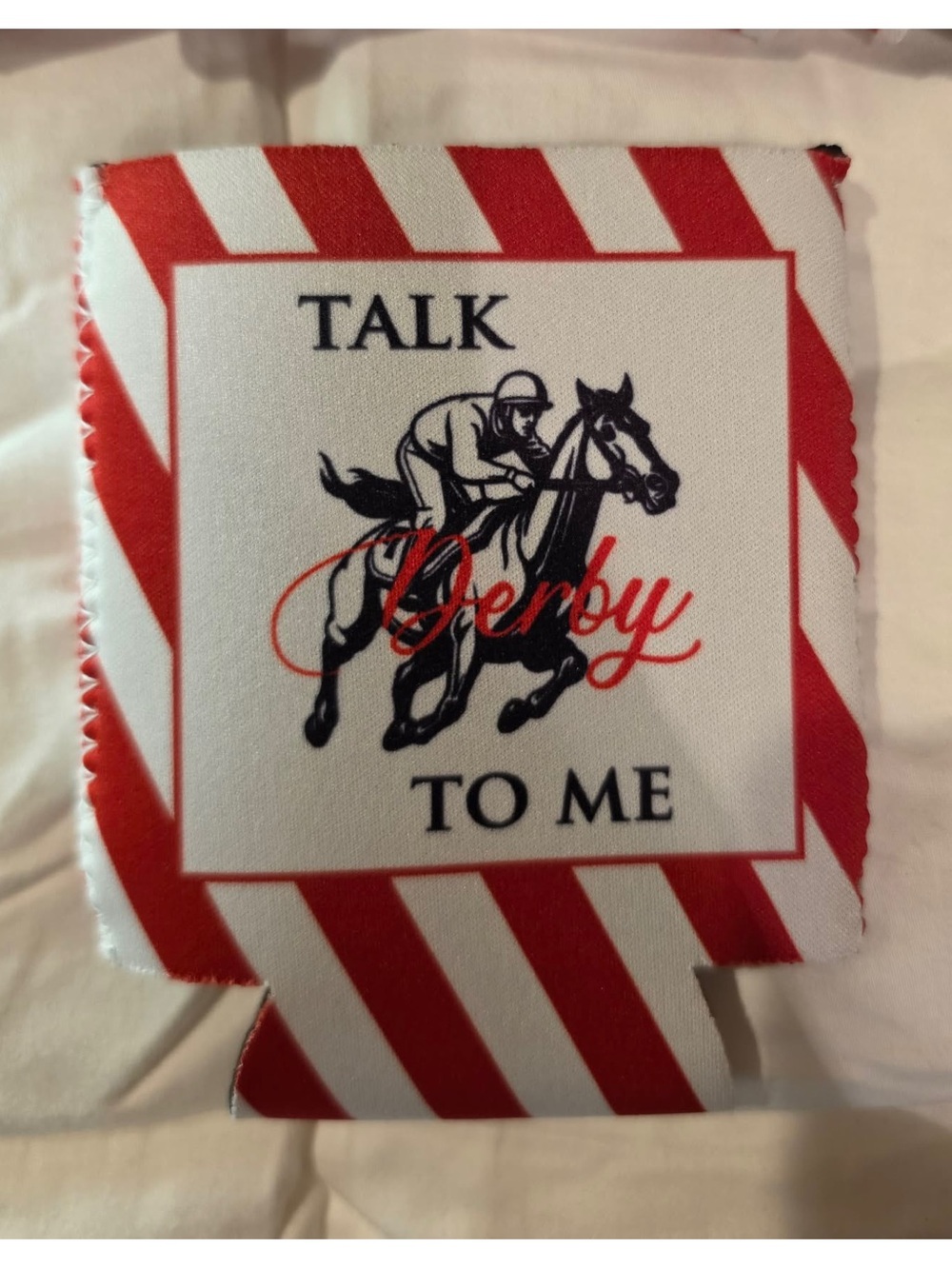 Talk Derby To Me Red & White Can Cooler set of 18 new in box